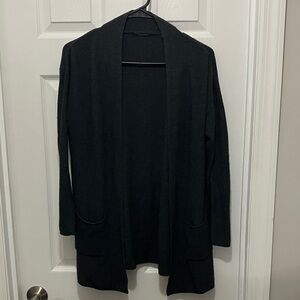 Tahari Charcoal Open Front Cardigan